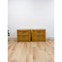 Load image into Gallery viewer, Lea Furniture Faux Bamboo Nightstand Pair Vintage Coastal Hollywood Regency
