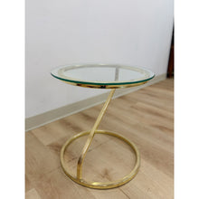 Load image into Gallery viewer, Round Brass Angular End Table Milo Baughman Style Postmodern Vintage MCM
