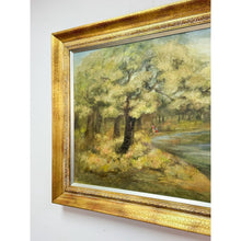 Load image into Gallery viewer, Vintage Oil Painting Landscape Father Son Fishing River Impressionist On Canvas
