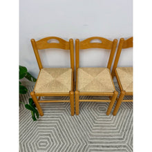 Load image into Gallery viewer, Hank Lowenstein Style Blonde Rush Seat Dining Chair Set of Four MCM
