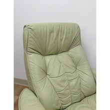 Load image into Gallery viewer, Lane Furniture Stressless Style Sage Green Leather Swivel Recliner Chair Ottoman

