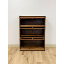Load image into Gallery viewer, Vintage Bookcase Three Stack Oak Barrister Glass Door Traditional Shelf
