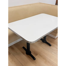 Load image into Gallery viewer, Vintage Retro Diner Banquette Booth Set Chrome Table Cream Vinyl L-Shape
