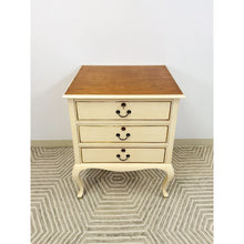 Load image into Gallery viewer, Beige Vintage Provincial Chest of Three Drawers Storage Wood Dresser Lock/Keys
