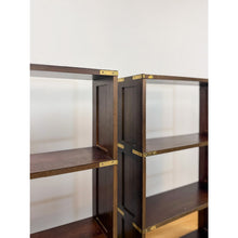 Load image into Gallery viewer, Bombay Company Campaign Style Shelf Pair Brass Trim Vintage Traditional
