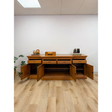 Load image into Gallery viewer, Antique Style Oak Office Credenza with Locking Doors and Finished Back
