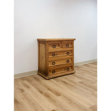 Load image into Gallery viewer, Mexican Solid Pine Five Drawer Dresser Wrought Iron Pulls Rustic Farmhouse Chest
