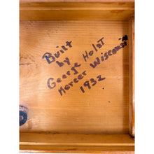 Load image into Gallery viewer, Handmade Rustic Pine Side Table Shelf Dowel Joints Vintage Farmhouse Dated 1930s

