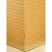 Load image into Gallery viewer, Vintage Blonde Woven Wicker Chest, Brass Clamp Hardware Storage, Coastal Trunk
