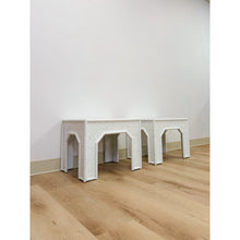 Load image into Gallery viewer, Vintage Side Tables White Painted Parquet Faux Bamboo Regency Pair Accent
