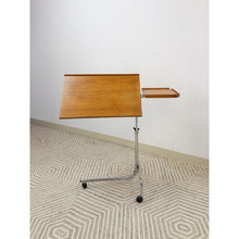 Load image into Gallery viewer, Danish Teak MCM Rolling Music Stand Adjustable Side Table 28"-37" Tall
