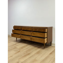 Load image into Gallery viewer, Vintage MCM Bassett Style Nine Drawer Dresser with Wood Inlays Collectable Retro
