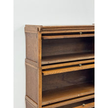 Load image into Gallery viewer, Vintage Bookcase Three Stack Oak Barrister Glass Door Traditional Shelf
