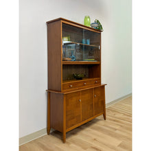 Load image into Gallery viewer, Vintage Hutch by Paine Furniture MCM China Cabinet, Parquet Doors, Glass Sliding
