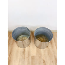 Load image into Gallery viewer, Vintage Round Chrome Oversized Planter Pair MCM Mid-Century Modern Chic
