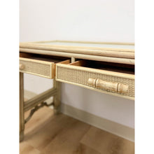 Load image into Gallery viewer, Vintage Ficks Reed Faux Bamboo Petite Desk with Drawers Wicker Coastal MCM
