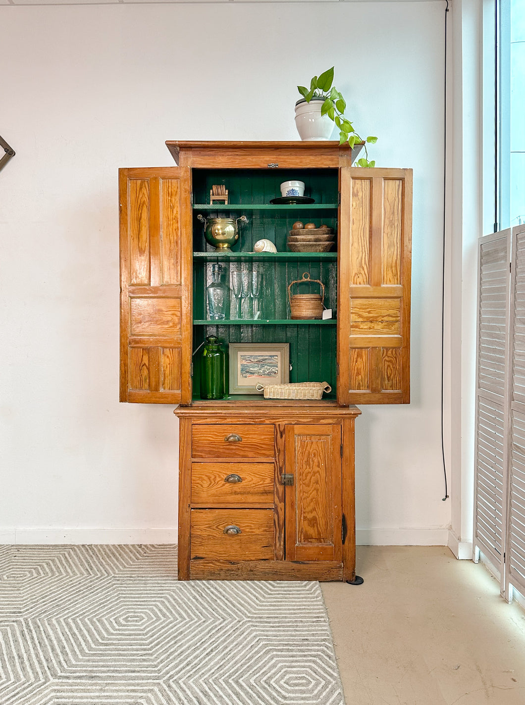 Antique Pine 2 Piece Cabinet