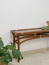 Load image into Gallery viewer, Mid Century Wood and Brass Console Table
