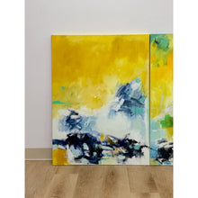 Load image into Gallery viewer, Set of 3 Modern Abstract Paintings Yellow Green Blue Wall Art Acrylic on Canvas
