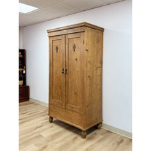 Load image into Gallery viewer, Antique European Pine Wardrobe Two Door Armoire Turned Feet, Natural Wood
