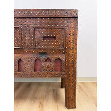 Load image into Gallery viewer, Antique Indian Dowry Chest 19th Century Brass Studs Iron Medieval Style Console
