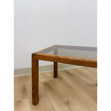 Load image into Gallery viewer, Vintage MCM Scandinavian Design Side Table Smoky Glass Top Dark Wood Accent
