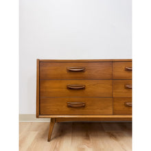 Load image into Gallery viewer, Vintage United MCM Nine Drawer Lowboy Dresser Collectible Mid Century Walnut
