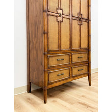 Load image into Gallery viewer, Vintage Thomasville Pauletti Faux Bamboo Woven Armoire, Collectible Storage
