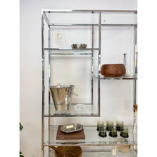 Load image into Gallery viewer, Rare Milo Baughman Style Chrome Glass Etagere Display Shelf Vintage MCM Shelving
