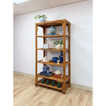 Load image into Gallery viewer, Vintage Coastal Hollywood Regency Tortoise Bamboo Shelf, Wicker Shelving

