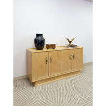 Load image into Gallery viewer, Vintage Regency Blonde Parquetry Buffet Server Credenza By United 60" Wide MCM
