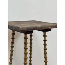 Load image into Gallery viewer, Petite Antique Spool Leg Side Table Two Tier Plant Stand, Pedestal, Wooden Top
