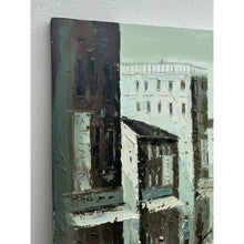 Load image into Gallery viewer, Rainy Cityscape Oil Painting Brutalist Impasto Figurative Street Scene
