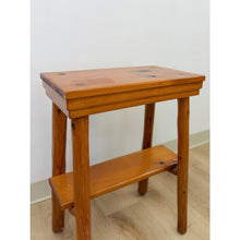Load image into Gallery viewer, Handmade Rustic Pine Side Table Shelf Dowel Joints Vintage Farmhouse Dated 1930s
