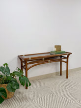 Load image into Gallery viewer, Mid Century Wood and Brass Console Table
