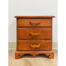 Load image into Gallery viewer, Vintage Mini Dresser Tiger Engraved Top Three Drawer Transitional Primitive
