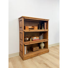 Load image into Gallery viewer, Antique Oak Four-Piece Barrister Cabinet with Glass Flip-Up Doors for Library
