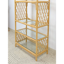 Load image into Gallery viewer, Vintage Arched Rattan Wicker Bamboo Shelf Hollywood Regency Coastal 5 shelves
