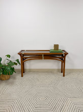 Load image into Gallery viewer, Mid Century Wood and Brass Console Table
