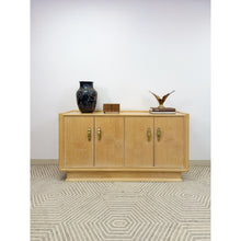Load image into Gallery viewer, Vintage Regency Blonde Parquetry Buffet Server Credenza By United 60" Wide MCM

