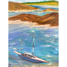 Load image into Gallery viewer, Original Framed Sailboat Oil Painting Signed Esther Evans 1968, Coastal Nautical
