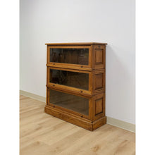 Load image into Gallery viewer, Antique Oak Four-Piece Barrister Cabinet with Glass Flip-Up Doors for Library

