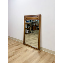 Load image into Gallery viewer, Vintage MCM Walnut Wood Mirror, Bowtie Detail Rectangle Wall Mirror Mid Century

