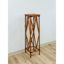 Load image into Gallery viewer, Coastal Boho Tall Bamboo Plant Stand Warm Finish Pedestal Display Regency
