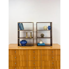 Load image into Gallery viewer, Bombay Company Campaign Style Shelf Pair Brass Trim Vintage Traditional
