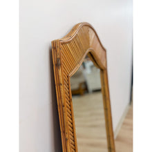 Load image into Gallery viewer, Coastal Pencil Reed Rattan Tall Arched Wall Mirror, Woven Wood Frame
