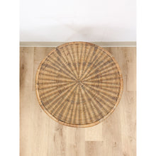 Load image into Gallery viewer, Vintage Wicker and Chrome Woven Folding Side Table Coastal Boho Accent Table
