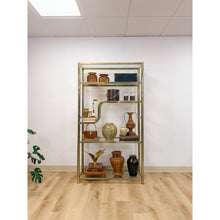 Load image into Gallery viewer, Vintage Milo Baughman Style Brass Tone Etagere Shelf Vintage Hollywood Regency

