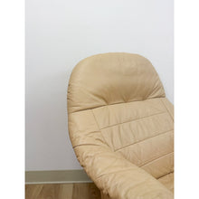 Load image into Gallery viewer, Danish Made Tan Leather Cantilever Armchair Vintage MCM Natural Wood Accent
