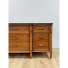 Load image into Gallery viewer, Vintage Dresser Drexel Transitional MCM Nine Drawer Lowboy Brass Handles
